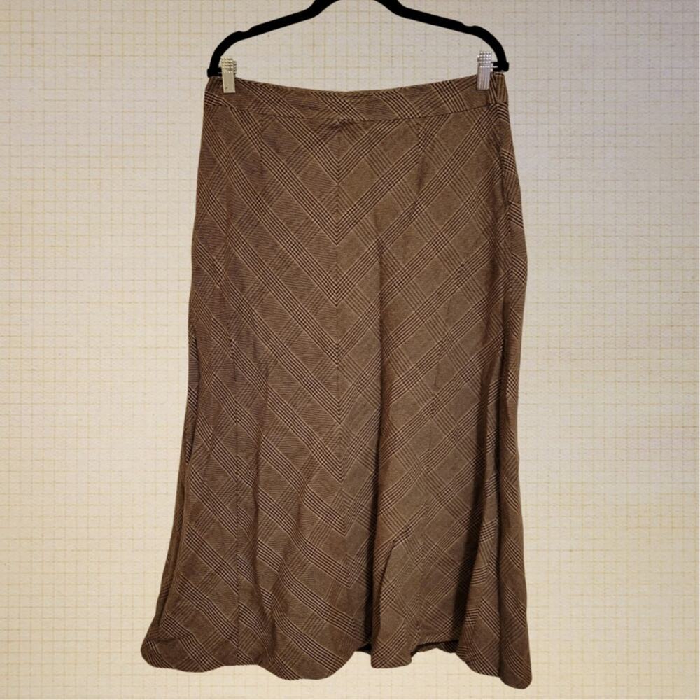 Dark Academia Wool Blend Plaid Midi Skirt Talbots Size 12 Fitted Back Zipper W06